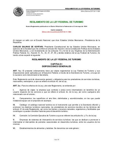 REGLAMENTO FEDERAL DE TURISMO