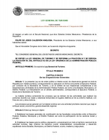 LEY GENERAL DE TURISMO