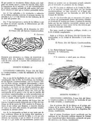 Venustiano Carranza firmó un decreto de facultades extraordinarias