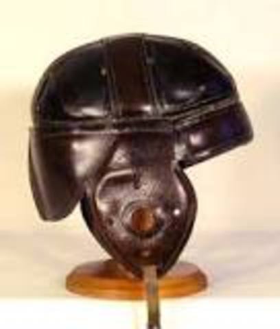 Very first football helmet