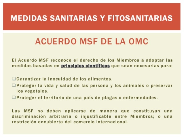 Aplicación de medidas Sanitarias y Fitosanitarias