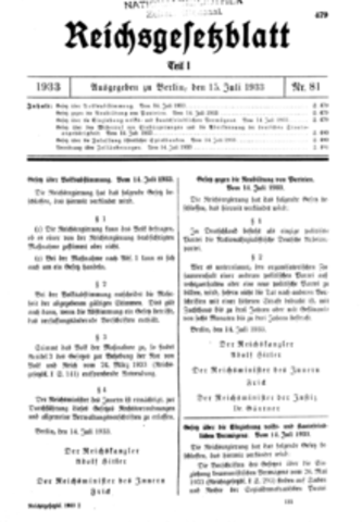 NSDAP, seul parti autorisé