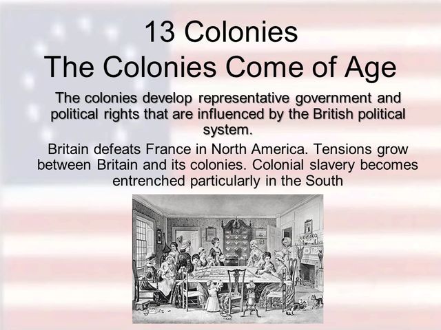 Désir d’une nouvelle organisation politique des 13 colonies