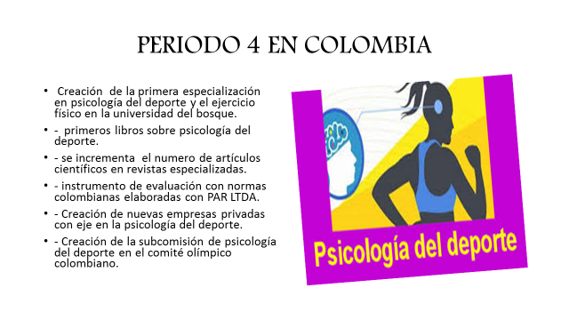 PERIODO 4 EN COLOMBIA (fortalecimiento académico y practico de la psicología del deporte)