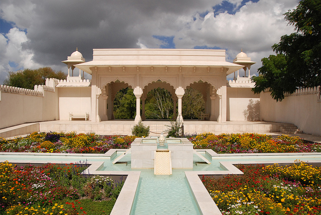 The surrounding buildings and garden were finished