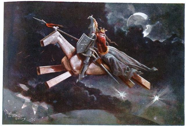 Viajan Don Quijote y Sancho a Candaya.