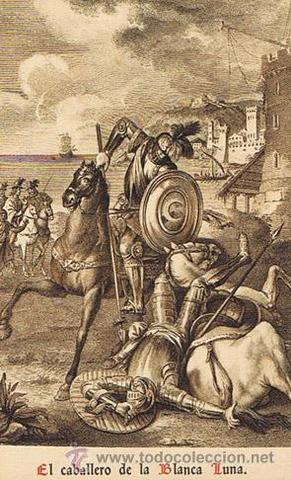 El Caballero de la Blanca Luna reta a Don Quijote para hacerle confesar a este que su amada es más bella que Dulcinea.