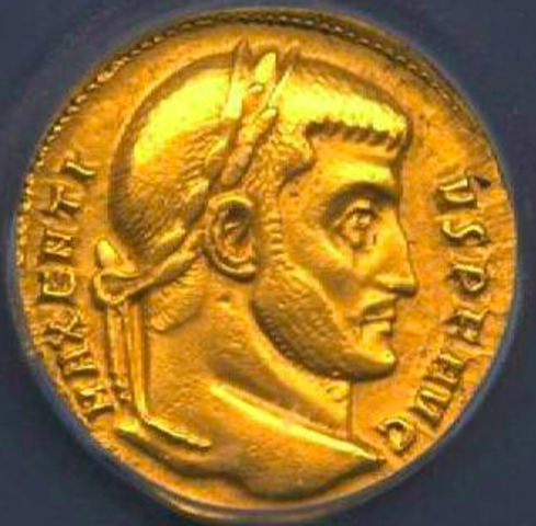 Maxentius rebels against Constantine