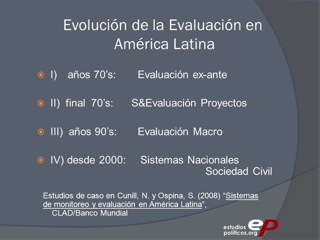 Las evaluaciones  son realizadas por las mismas instituciones.