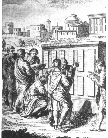 Patricians and Plebians agree to write down the laws on tablets