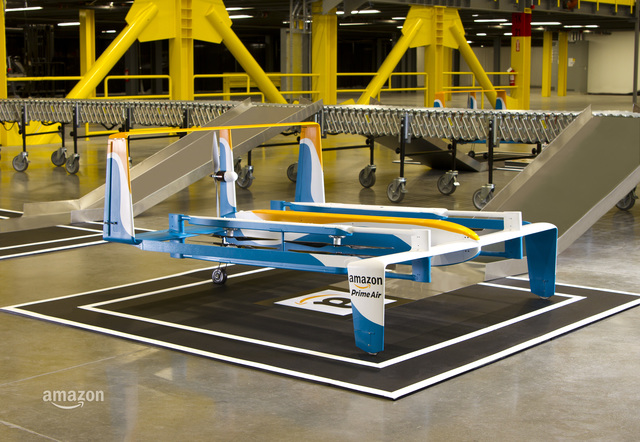 Amazon drone delivers cargo during a test