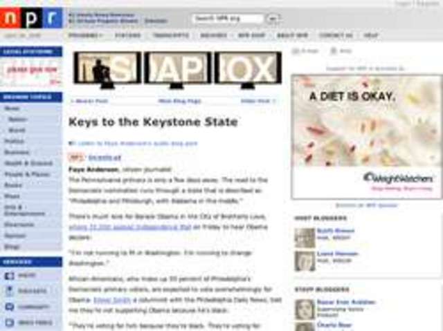 Political Blogger, National Public Radio Weekend Edition Sunday Soapbox