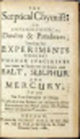 Boyle (Químico irlandés) publica su obra nombrada Sceptical Chymist