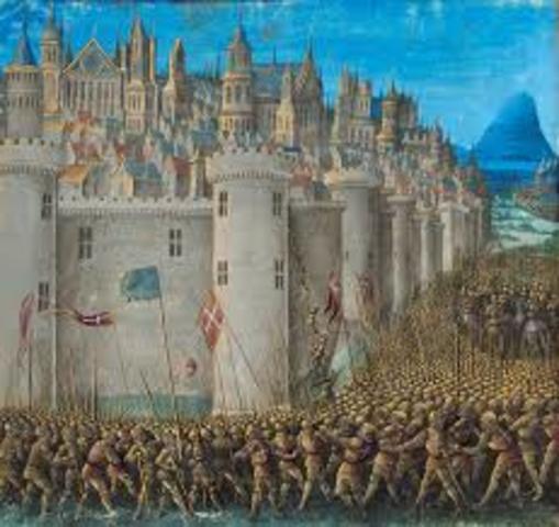 Jerusalen is conquered in the first crusade.