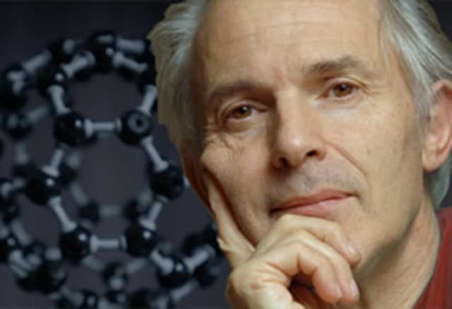 Sir Harry Kroto gana el Premio Nobel por haber descubierto fullerenes.