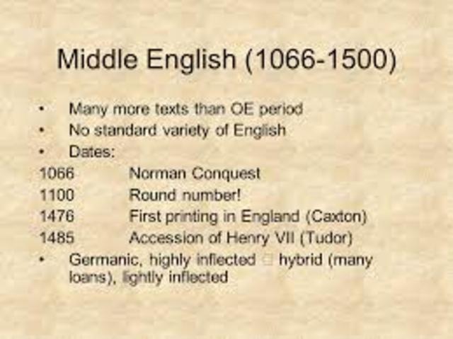 Middle English:  1066- 1500
