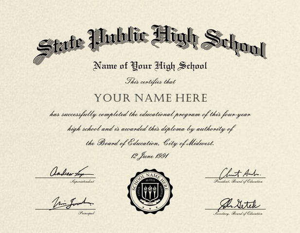High School Diploma from Eugene Ashley
