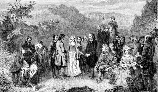 The puritans were given a charter from the king to sail west.