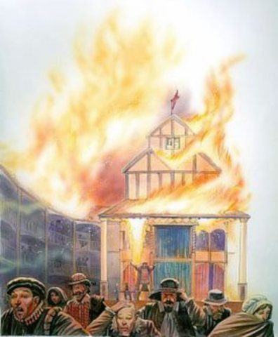 Globe theatre burns to the ground