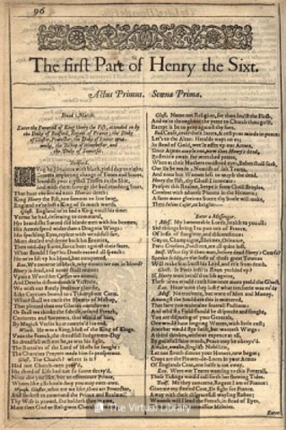 Shakespeare writes his very first play, Henry VI, Part One