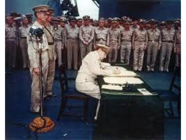 MacArthur accepts Japan’s surrender