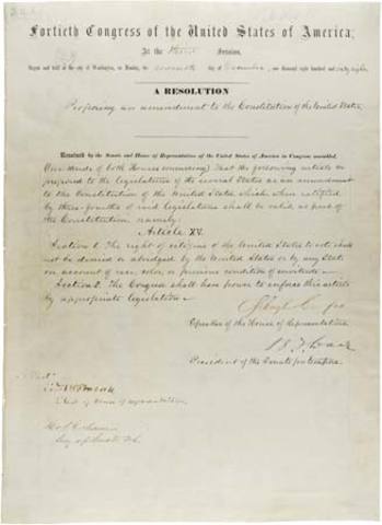 15th Amendment Ratified