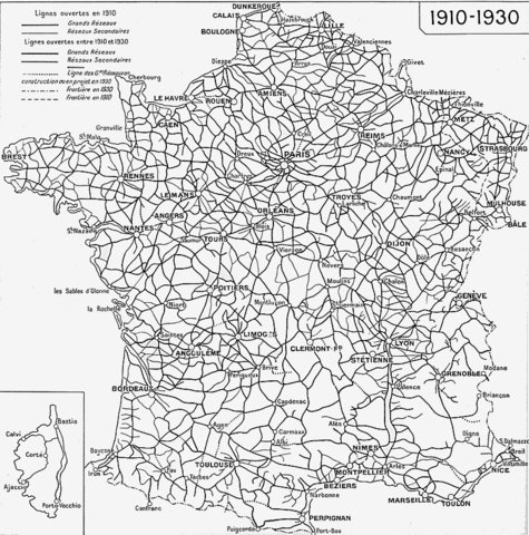 Etat du réseau en 1930