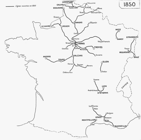 Etat du réseau en 1850