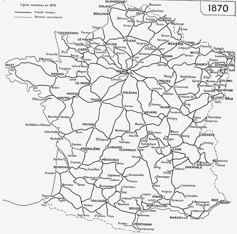 Etat du réseau en 1870