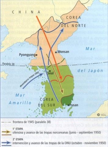 Corea del Norte ataca  Corea del Sur