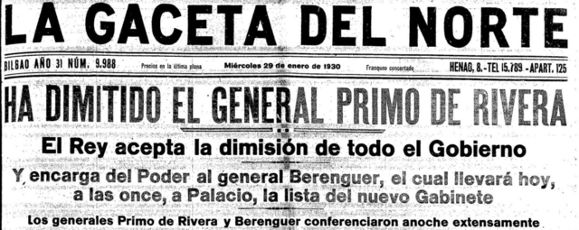 Dimisión de Primo de Rivera
