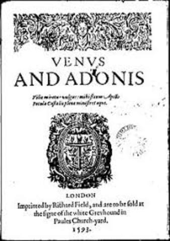 Shakespeare writes "Venus and Adonis"