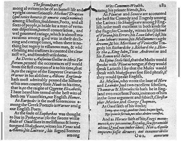 Shakespeare becomes a well-known playwright