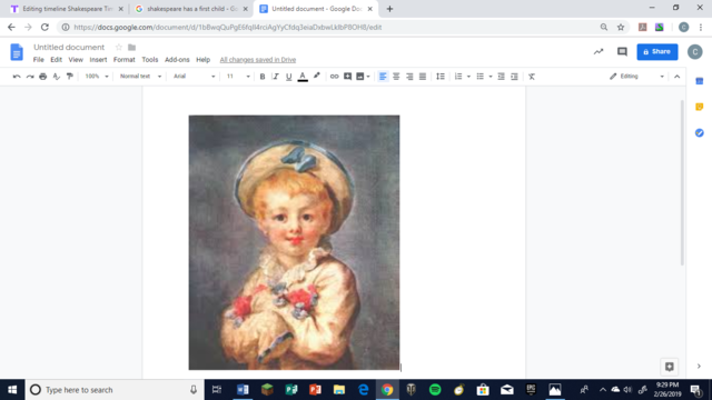 Shakespeare's first child