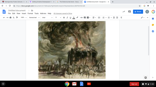 The Globe burns down