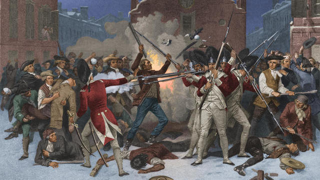 The Boston Massacre (March 5, 1770 - 5 Boston colonists are shot by British troops.