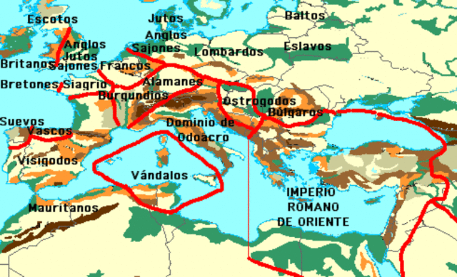 Caída del Imperio Romano de Occidente. Derrocación de Romulo Augustulo y Odoacro gobierna Italia.