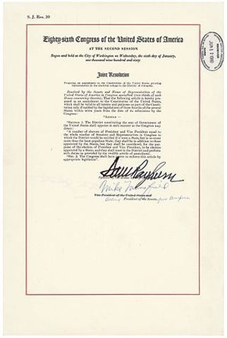 Passage of the 23rd Amendment