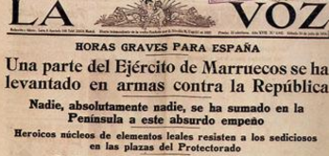 Sublevación militar (golpe de estado). Alzamiento militar del 18 de julio.