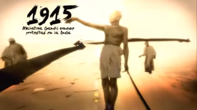 Mahatma Gandhi Conduce protesta en la India