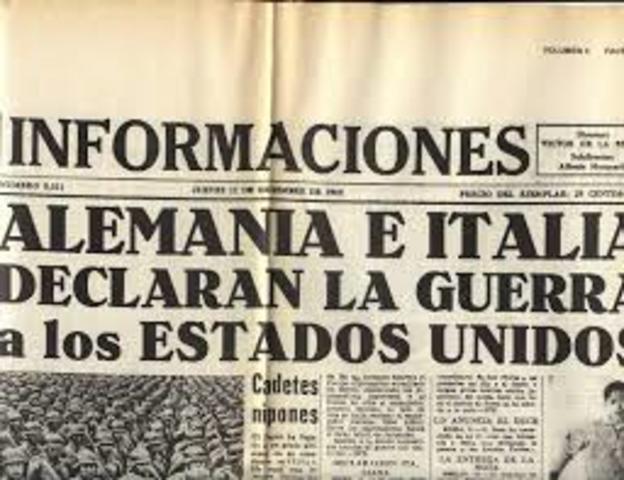 Alemania declara la guerra a Estados Unidos.