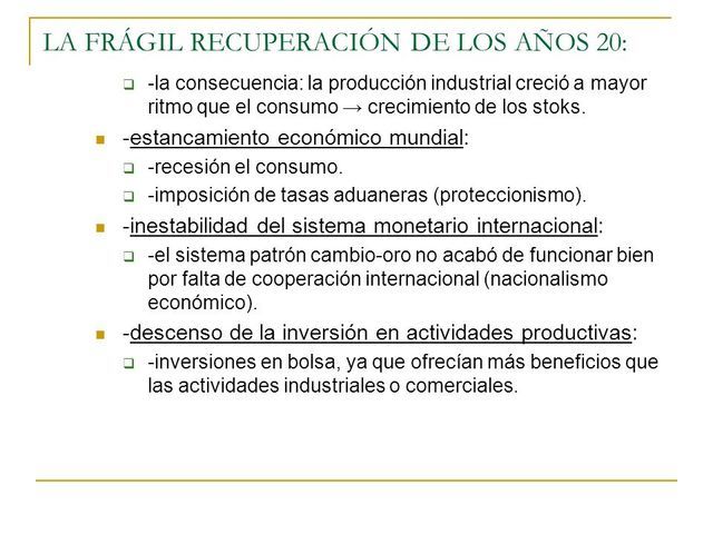 Diferente situación económica de EEUU y Europa en los años 20