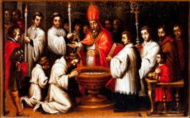 Bautizo y Misión de San agustin