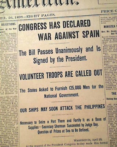 U.S. Congress Declares War on Spain
