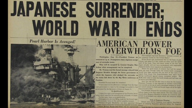 Japan surrenders and ends the war
