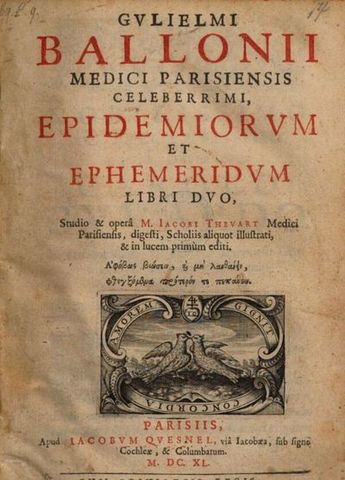 Médico francés Guillaume de Baillou, publicó el libro Epidemiorum