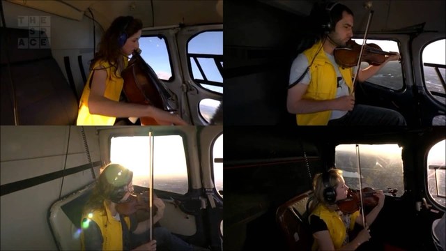 Quatuor à cordes avec helicoptères