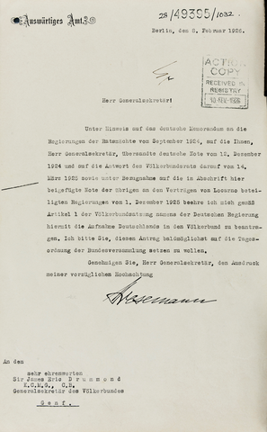 Alemania es admitida en la Sociedad de Naciones