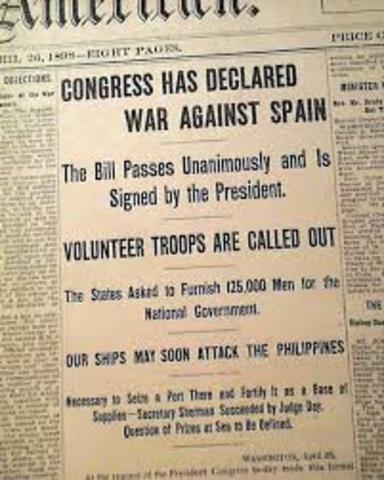 U.S Congress Declares War on Spain
