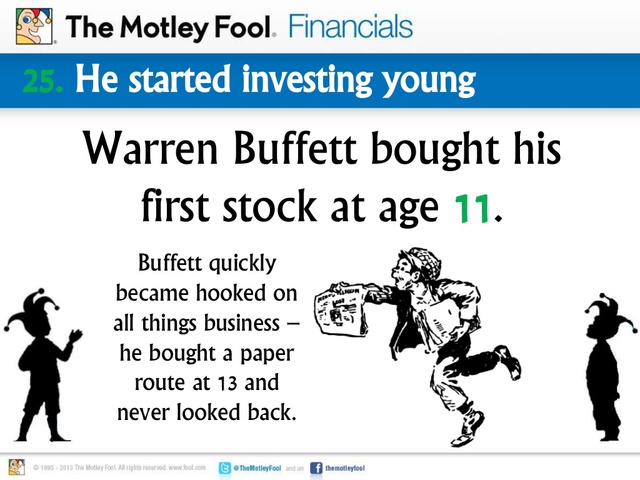 Buffett buys his first stock